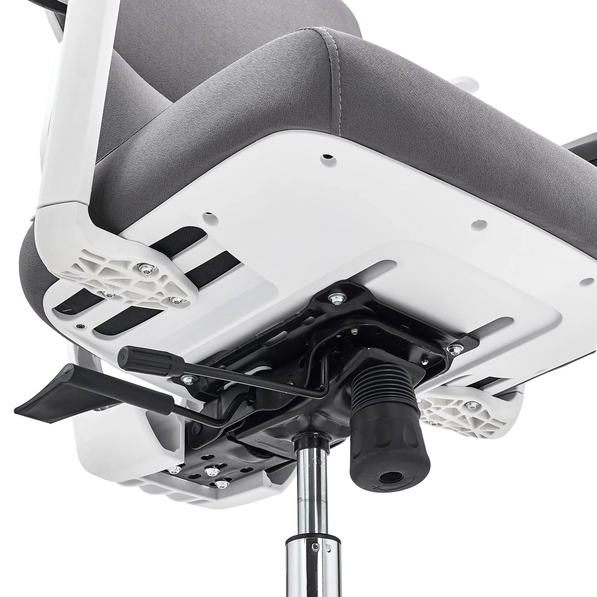 Underside of the seat with gas spring and adjustment lever of the Professional Office Chair Ergomy WF 2 by hjh OFFICE
