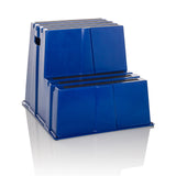 Blue Step stool TIO-E2 with two steps by hjh OFFICE – 360-degree view (front view 15°)