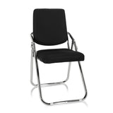 Black Folding chair ESTO with fabric cover and chrome frame by hjh OFFICE – 360-degree view (front view 20°)