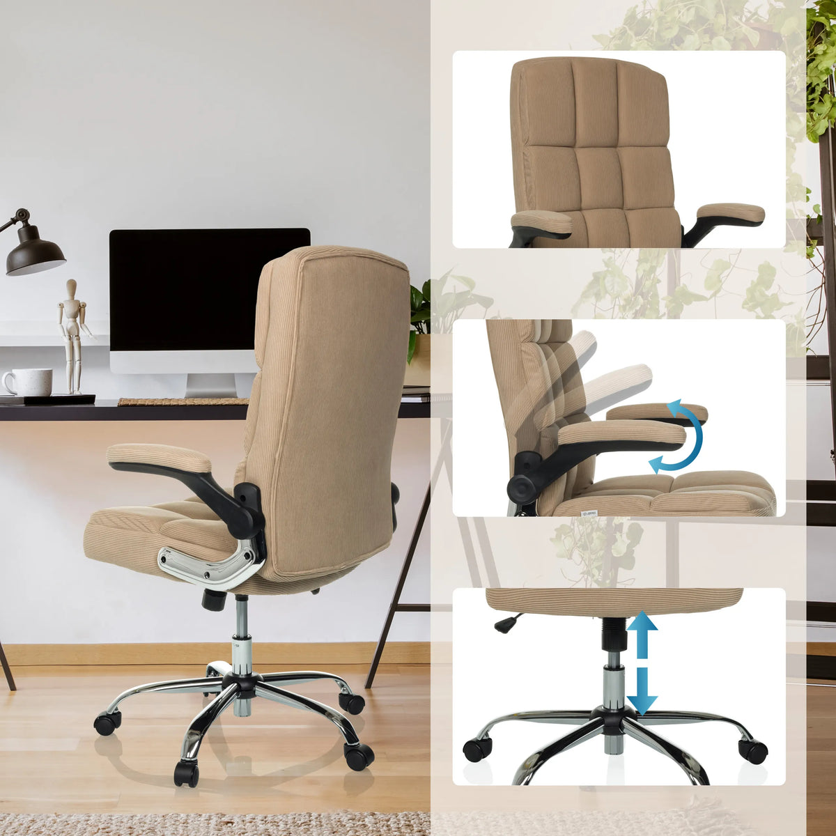 Beige Home Office Executive Chair RELAX WD 100 with adjustable armrests and gas lift by MyBuero