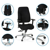 Adjustable features of the Professional Office Chair ZENIT COMFORT in black with castors and armrests by hjh OFFICE