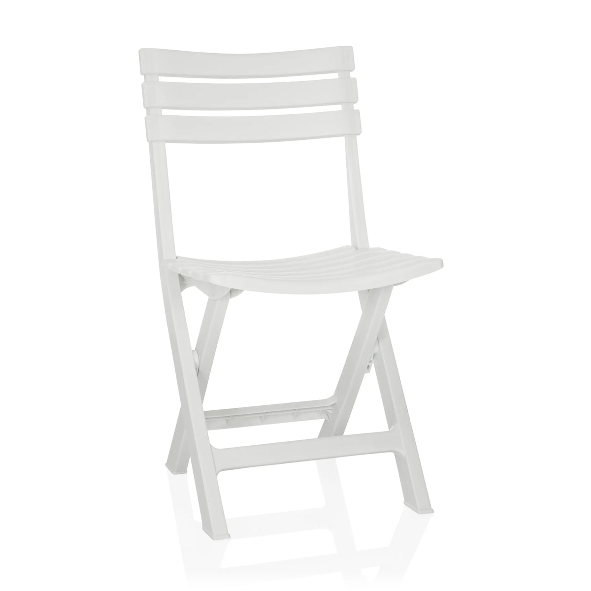 White Outdoor chair TRAVANO with a backrest consisting of three crossbars by hjh LIVING – 360-degree view (front view 15°)
