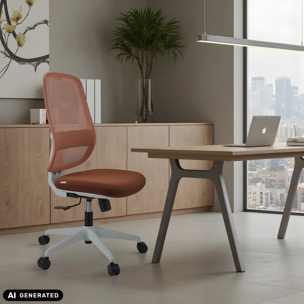 Professional Office Chair Minoro W in white and brown by hjh OFFICE (AI-generated image)