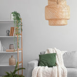 Green Artificial plant EUCALYPTUS CLIMB on a shelf next to a grey sofa by hjh OFFICE