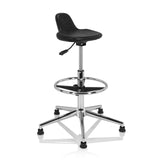 Black Swivel stool TOP WORK 03 I with gas spring, footring and four-star base by hjh OFFICE