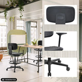 Black TOP WORK B counter chair with foot ring and castors in different views by hjh OFFICE (AI-generated image)