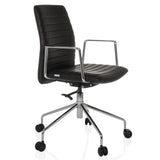 Black Luxury Executive Chair VEMONA 30 with cross-stitching, armrests and five-caster base by hjh OFFICE – 360-degree view (front three-quarter view 60°)