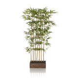 Green Artificial plant BAMBUS I in the shape of a bamboo with a square wooden pot by hjh OFFICE – 360-degree view (front view 0°)