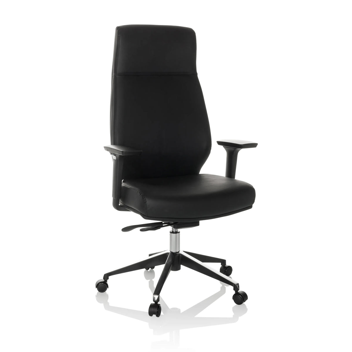 Black Professional Executive Chair VITORO ECO with armrests and five-caster base by hjh OFFICE – 360-degree view (front view 15°)