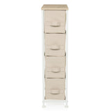 Beige Chest of drawers FOLDRESS S with four fabric drawers and a light wood top by hjh LIVING – 360-degree view (front view 0°)