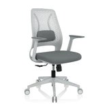 Grey Home Office Chair PARFERIO W with mesh back and five-caster base by hjh OFFICE – 360-degree view (front three-quarter view 40°)