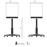 Technical drawing of the Step stool TIO-M II with 43 × 41 cm and max. 150 kg load capacity by hjh OFFICE