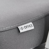 Brand label on the grey fabric upholstery of the Professional Office Chair Ergomy WF 2 by hjh OFFICE