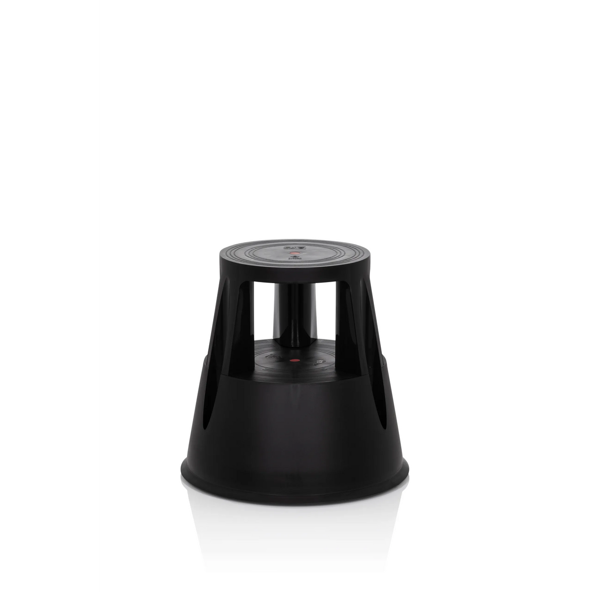 Black Step stool TIO-M I with round step surface and conical base by hjh OFFICE – 360-degree view (front view 0°)