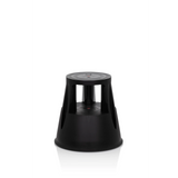 Black Step stool TIO-M I with round step surface and conical base by hjh OFFICE – 360-degree view (front view 0°)