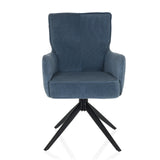 Blue upholstered chair TARUGO with corduroy cover and black four-leg frame by hjh LIVING – 360-degree view (front view 0°)