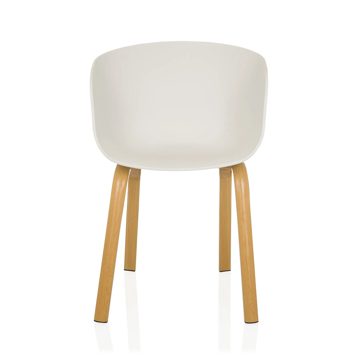 White Shell chair OSLO W with four light wooden legs by hjh LIVING – 360-degree view (front view 0°)
