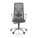 Grey Professional Office Chair AZURRO WHITE with mesh back and five-caster base by hjh OFFICE – 360-degree view (front view 0°)