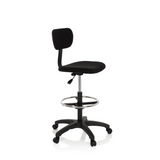 Black Counter chair TOP WORK 05 with foot ring and five-caster base by hjh OFFICE – 360-degree view (front three-quarter view 60°)