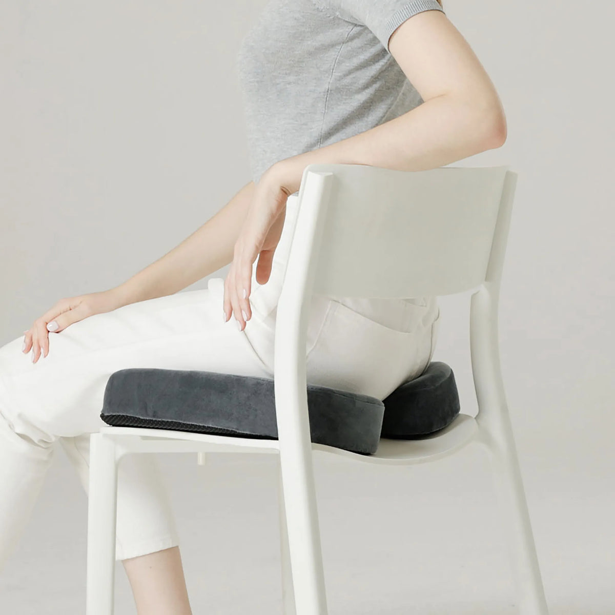 Grey Seat Cushion MEDISIT VIII on a white chair by hjh OFFICE
