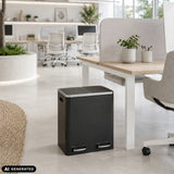 Black Clean 9 wastepaper bin with two compartments in the office by hjh OFFICE (AI-generated image)