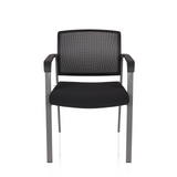 Black Four-legged chair MEET with mesh back and armrests by hjh OFFICE – 360-degree view (front view 0°)