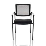 Black guest chair MEET B with mesh back, armrests and four legs by hjh OFFICE – 360-degree view (front view 0°)
