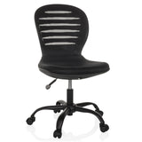 Black Home Office Chair CASLA with mesh back and five-caster base by hjh OFFICE – 360-degree view (front view 15°)