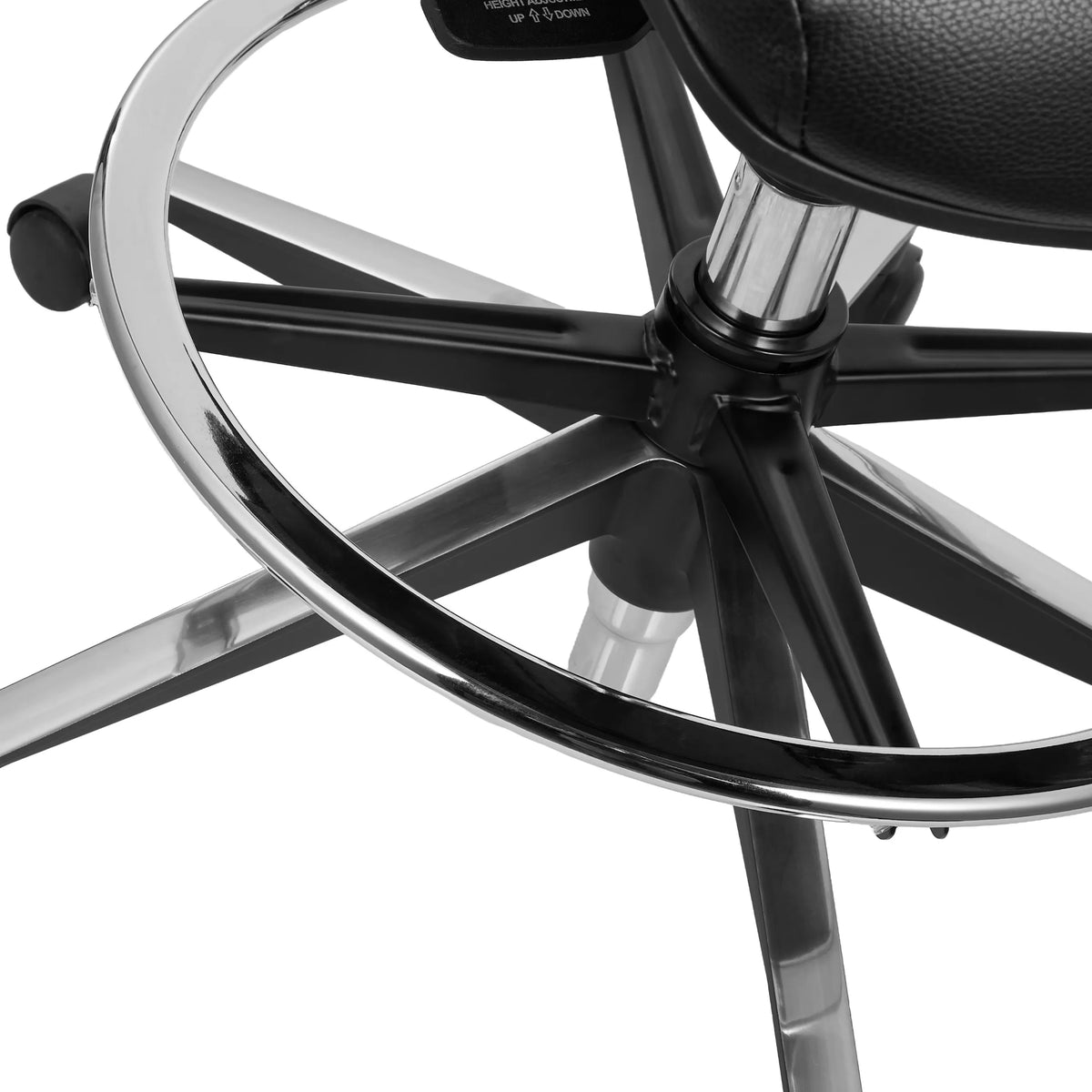 Chrome footrest and base of the ERGO LINE II WORK counter chair in black by hjh OFFICE