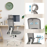 Professional Office Chair MIKEO G in grey with adjustable headrest, armrests and mesh back by hjh OFFICE