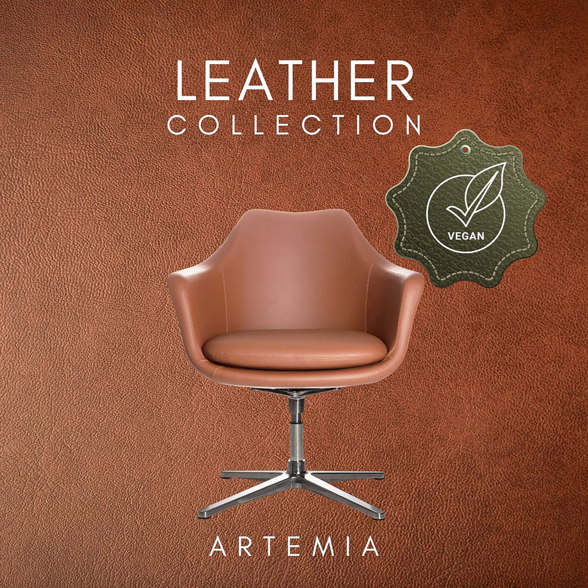 Brown Lounge Chair ARTEMIA with four-star base and vegan seal by hjh OFFICE
