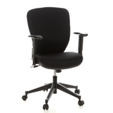 Black Professional Office Chair TRAFFIC 20 with armrests and five-caster base by hjh OFFICE – 360-degree view (front view 20°)