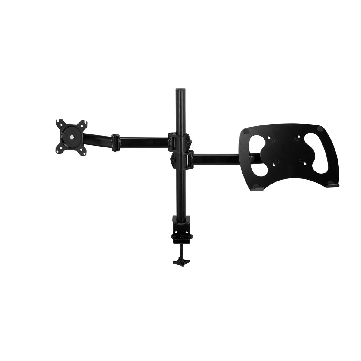 Black Monitor Mount VM-MH2 with adjustable swivel arm and desk mount by hjh OFFICE – 360-degree view (front view 0°)
