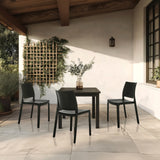 Three black outdoor chairs T37 V with matching table on a terrace by hjh LIVING