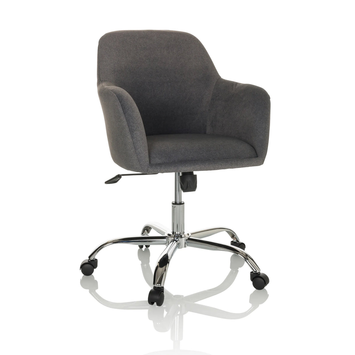 Dark grey Home Office Chair SOLAO 300 with padding and five-caster base by hjh OFFICE – 360-degree view (front view 15°)