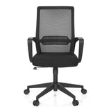 Black Home Office Chair PRESTON with mesh back and five-caster base by hjh OFFICE – 360-degree view (front view 0°)
