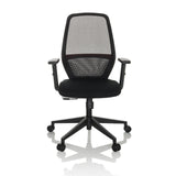 Black Professional Office Chair CARLOW I with mesh back and five-caster base by hjh OFFICE – 360-degree view (front view 0°)