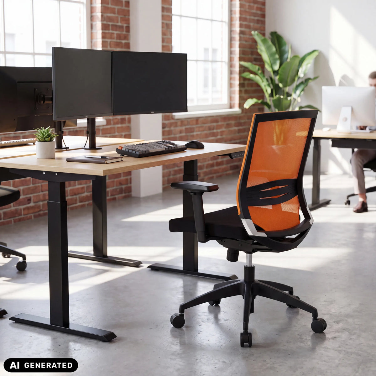 Professional Office Chair PORTO BASE in black and orange by hjh OFFICE (AI-generated image)
