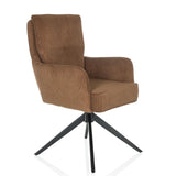 Brown upholstered chair TARUGO with corduroy cover and black four-star base by hjh LIVING – 360-degree view (front three-quarter view 45°)