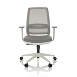 Grey Home Office Chair PROFONDO ECO W with mesh back and five-caster base by hjh OFFICE – 360-degree view (front view 0°)