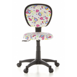 Swivel Chair – Children KIDDY TOP with colourful heart and flower pattern and five-caster base by hjh OFFICE – 360-degree view (front view 0°)