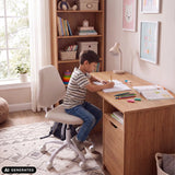 Beige Lumikid swivel chair for children at a desk by hjh OFFICE (AI-generated image)
