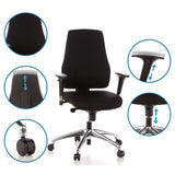 Adjustable features of the Professional Office Chair PRO-TEC 200 with armrests and gas lift by hjh OFFICE