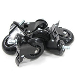 Black Castors 5x ROLO SKATE S 11mm/75mm with locking brakes for hard floors by hjh OFFICE