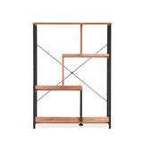 Shelf Kalag Eco in black and oak with asymmetrical shelves and cross struts by hjh LIVING – 360-degree view (front view 0°)
