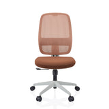 Brown Professional Office Chair Minoro W with mesh back and white five-caster base by hjh OFFICE – 360-degree view (front view 0°)