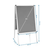 Dimensional drawing of the Poster stand AGENDA II with a height of 115.5 cm and a width of 64 cm by hjh OFFICE