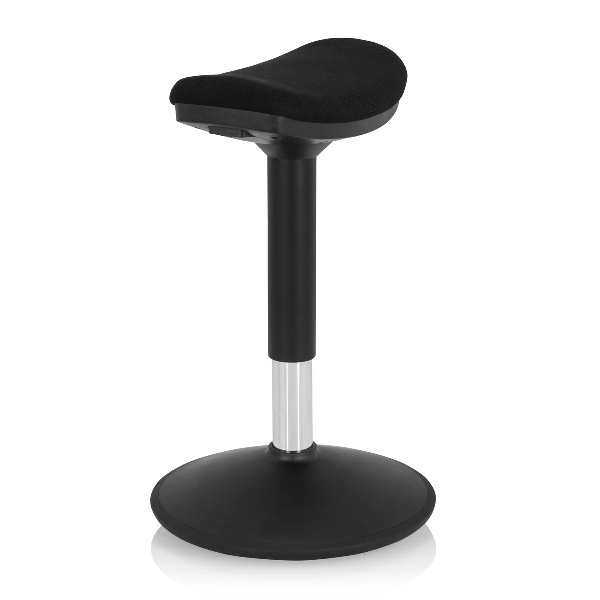 Black Standing aid BALANCE SIT I B with curved seat and round base by hjh OFFICE – 360-degree view (front three-quarter view 60°)