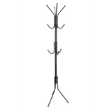 Black Coat Stand SPACE IV with multiple hooks and a tripod base by hjh OFFICE – 360-degree view (front view 20°)