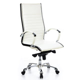 Cream white Professional Executive Chair PARMA 20 with cross stitching and five-caster base by hjh OFFICE – 360-degree view (front three-quarter view 40°)